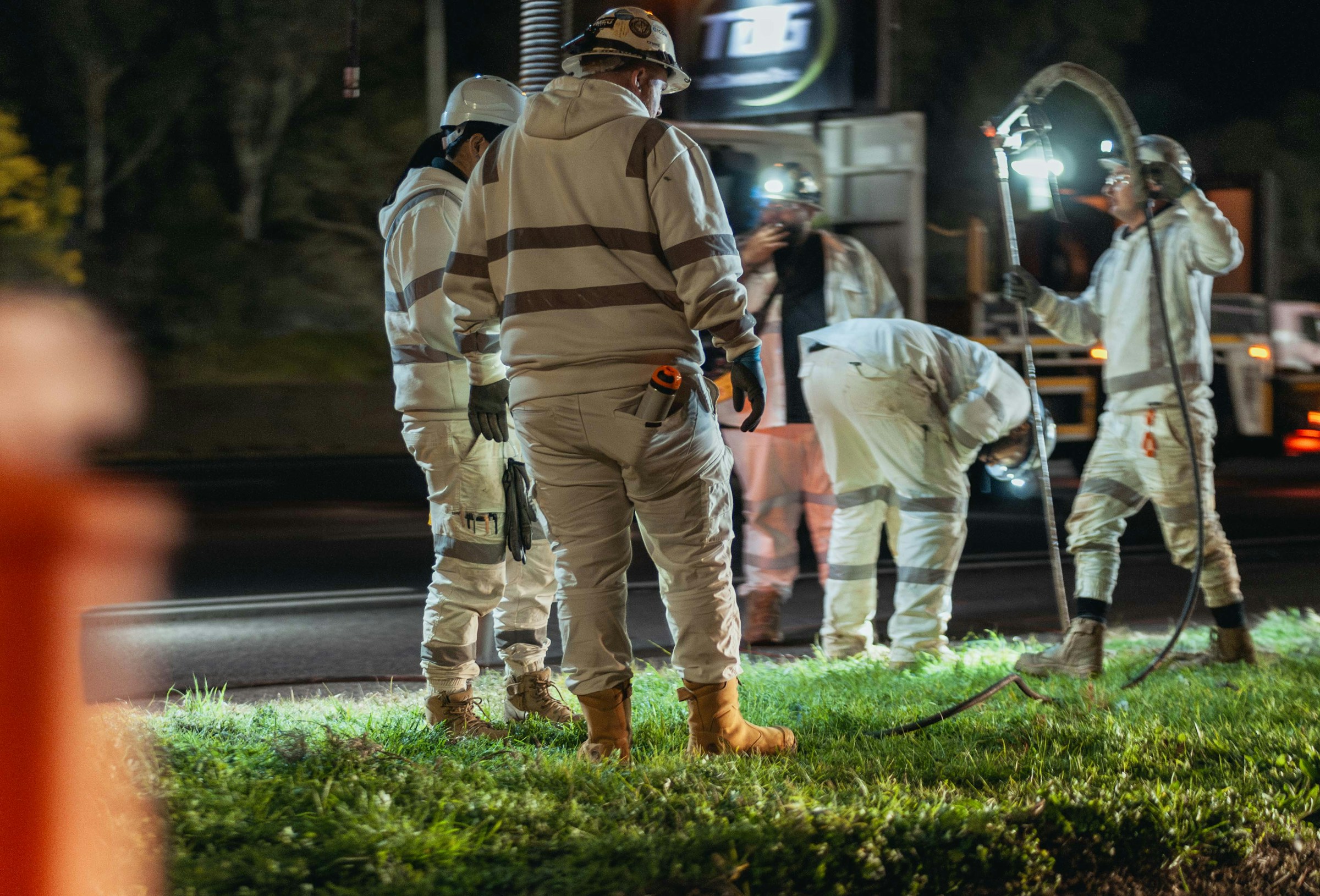 Our crew working a nighttime emergency response call