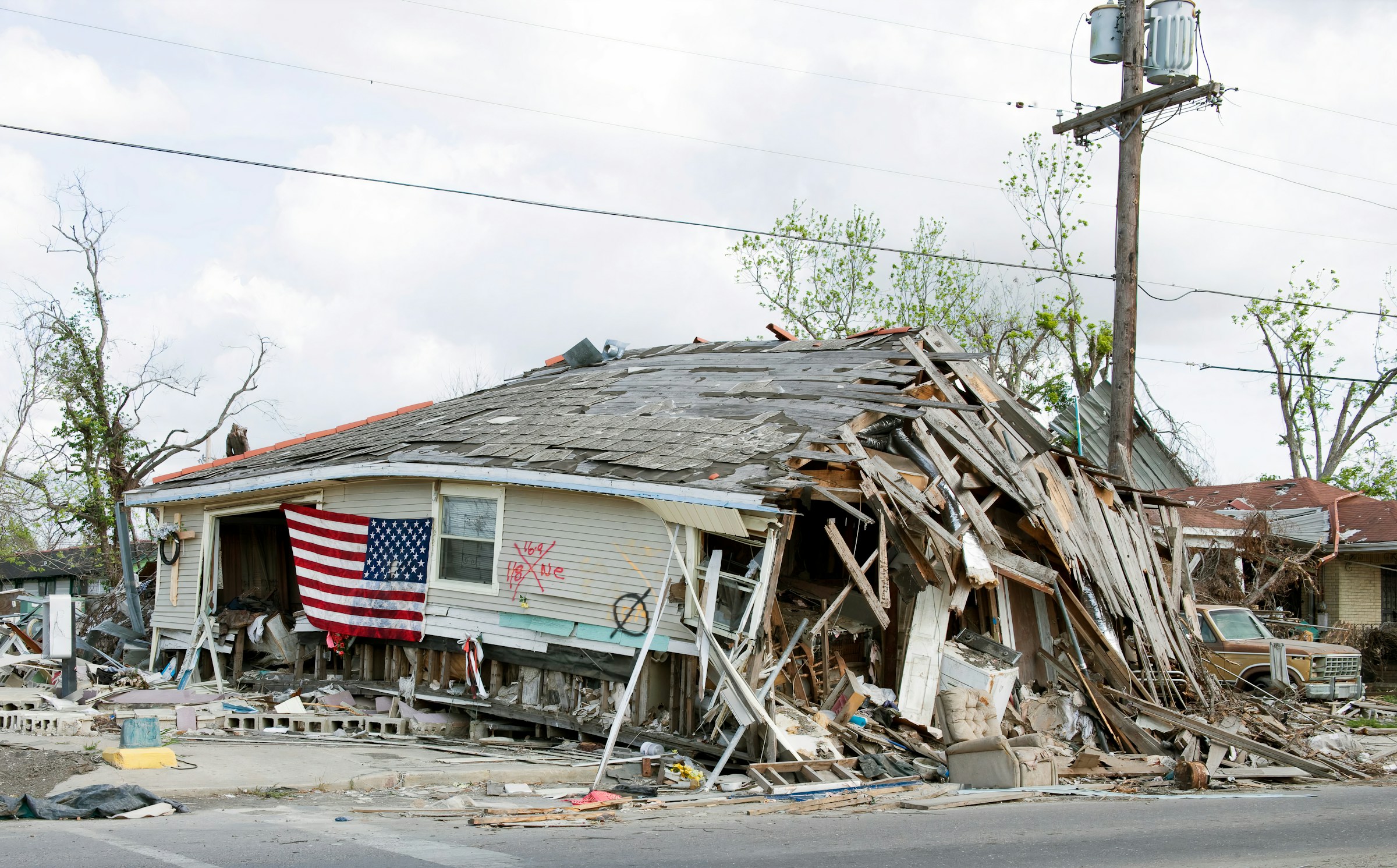 Home destroyed by storm damage
